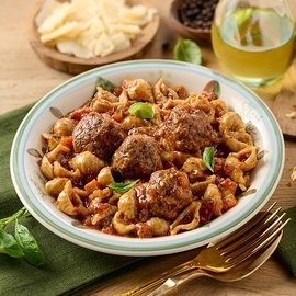 Italian Style Meatballs with Pasta Microwave Ready Meal