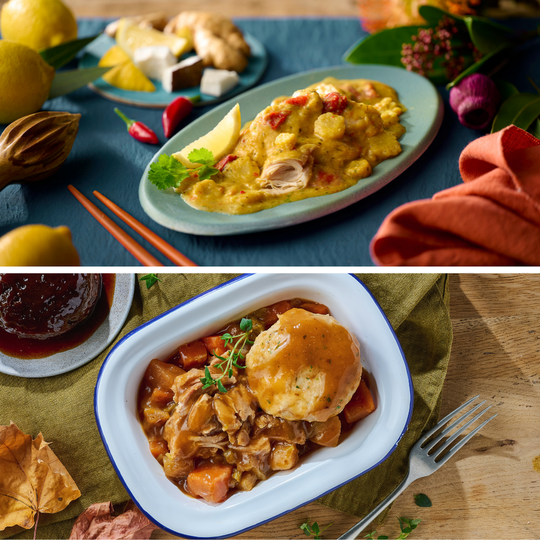High Protein ready meals - Chicken in Lemon & Ginger Sauce, Chicken Casserole & Dumpling