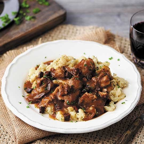 Chicken in Red Wine Sauce