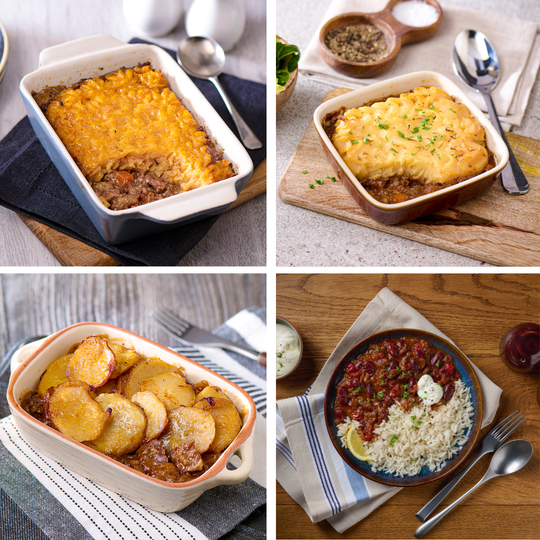 Gluten Free Ready Meals - Hearty Shepherd's Pie, Hearty Cottage Pie, Hearty Steak Hotpot, Chicken & Mushroom Hotpot