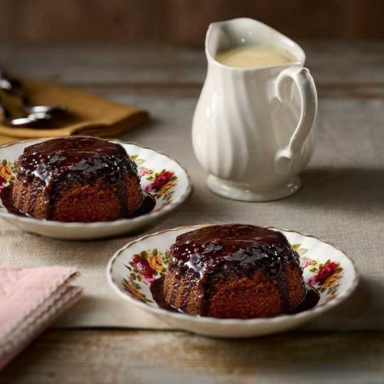 Chocolate Puddings with Custard