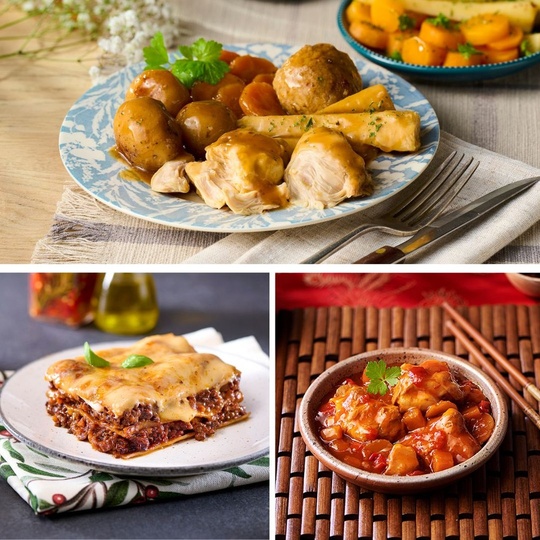 High Protein Ready Meals - Classic Chicken Dinner, Hearty Lasagne, Sweet & Sour Chicken