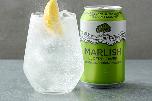 A green can of Marlish Elderflower flavour sparkling water