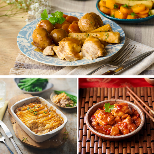High Protein Ready Meals - Classic Chicken Dinner, Chicken & Bacon Pie, Sweet & Sour Chicken