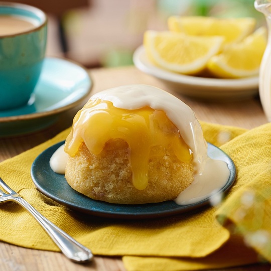 Lemon Sponge Puddings & Custard