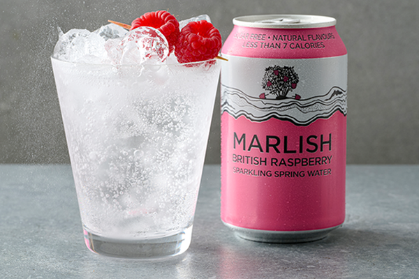 A pink can of Marlish Raspberry flavoured sparkling water