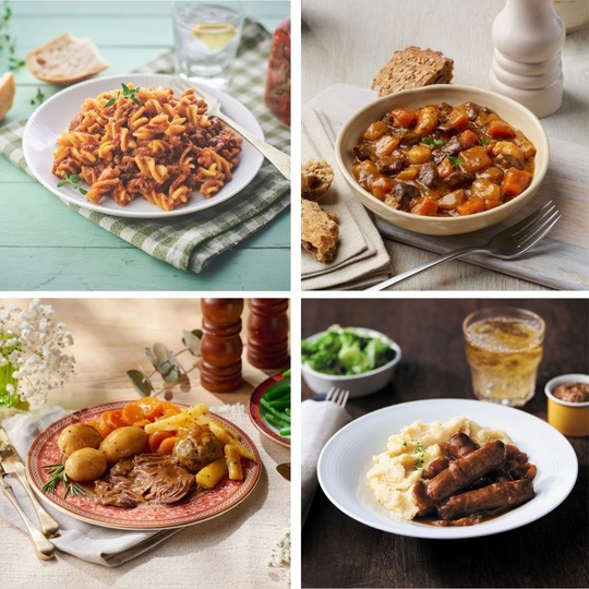 High Protein Ready Meals - Pasta Bolognese, Beef Stew, Classic Beef Dinner, Sausage & Mash