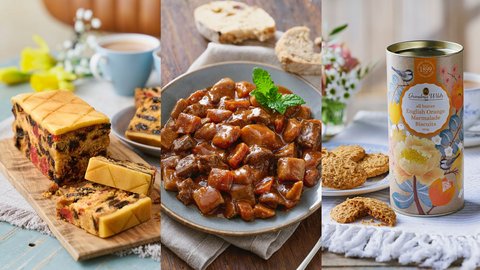 New Simnel Cake, 400g Lamb Casserole, All Butter English Orange Marmalade Biscuits